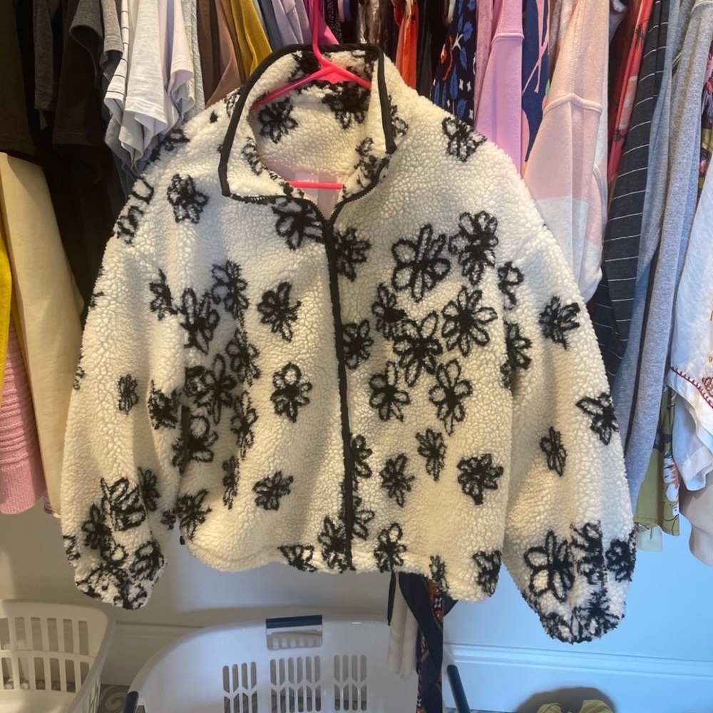 Floral Black and White Women's Jacket
